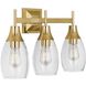 Grace 3 Light 20.88 inch Modern Brass Wall Sconce Wall Light