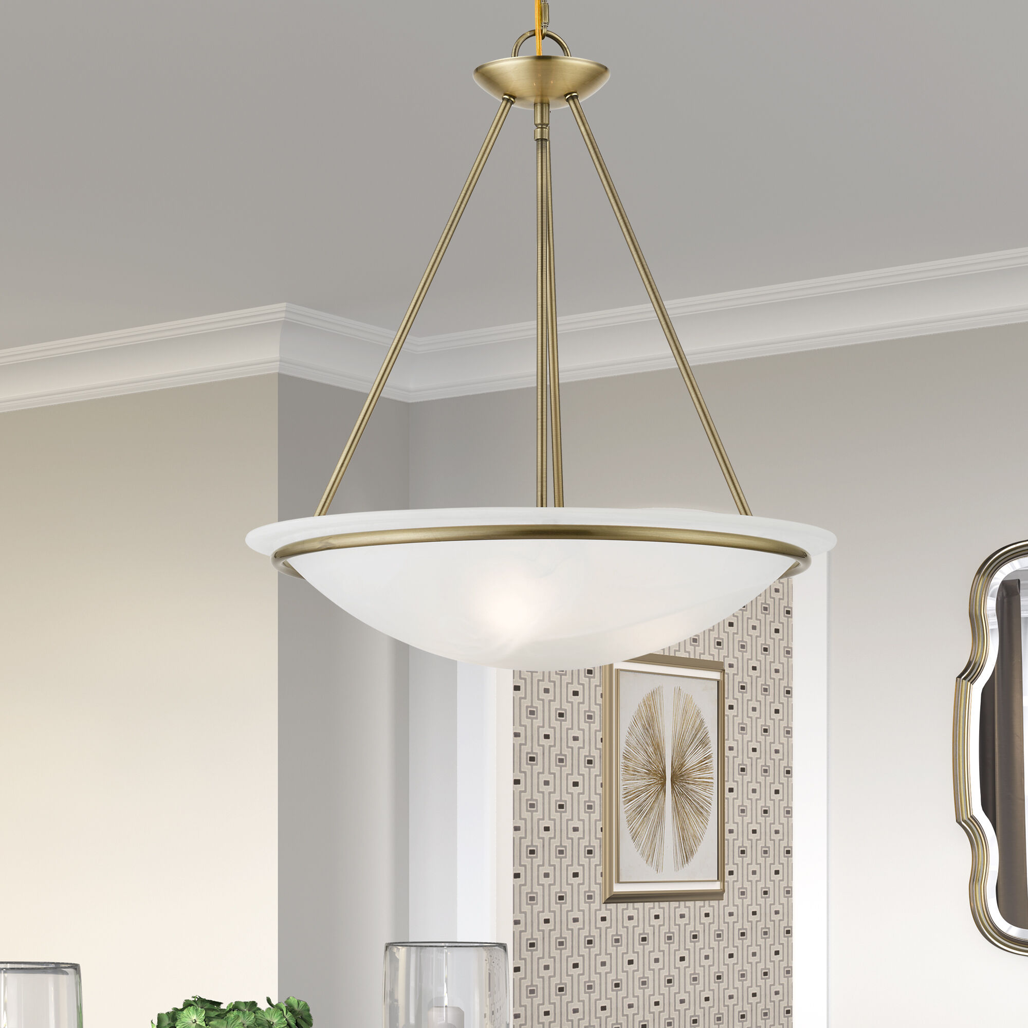 Newburgh 3 Light 20 inch Antique Brass Pendant Chandelier Ceiling Light