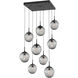 Aster LED LED Matte Black Chandelier Ceiling Light, Square Multi-Port