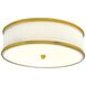 Prism 3 Light 16.75 inch Satin Brass with White Flush Mount Ceiling Light