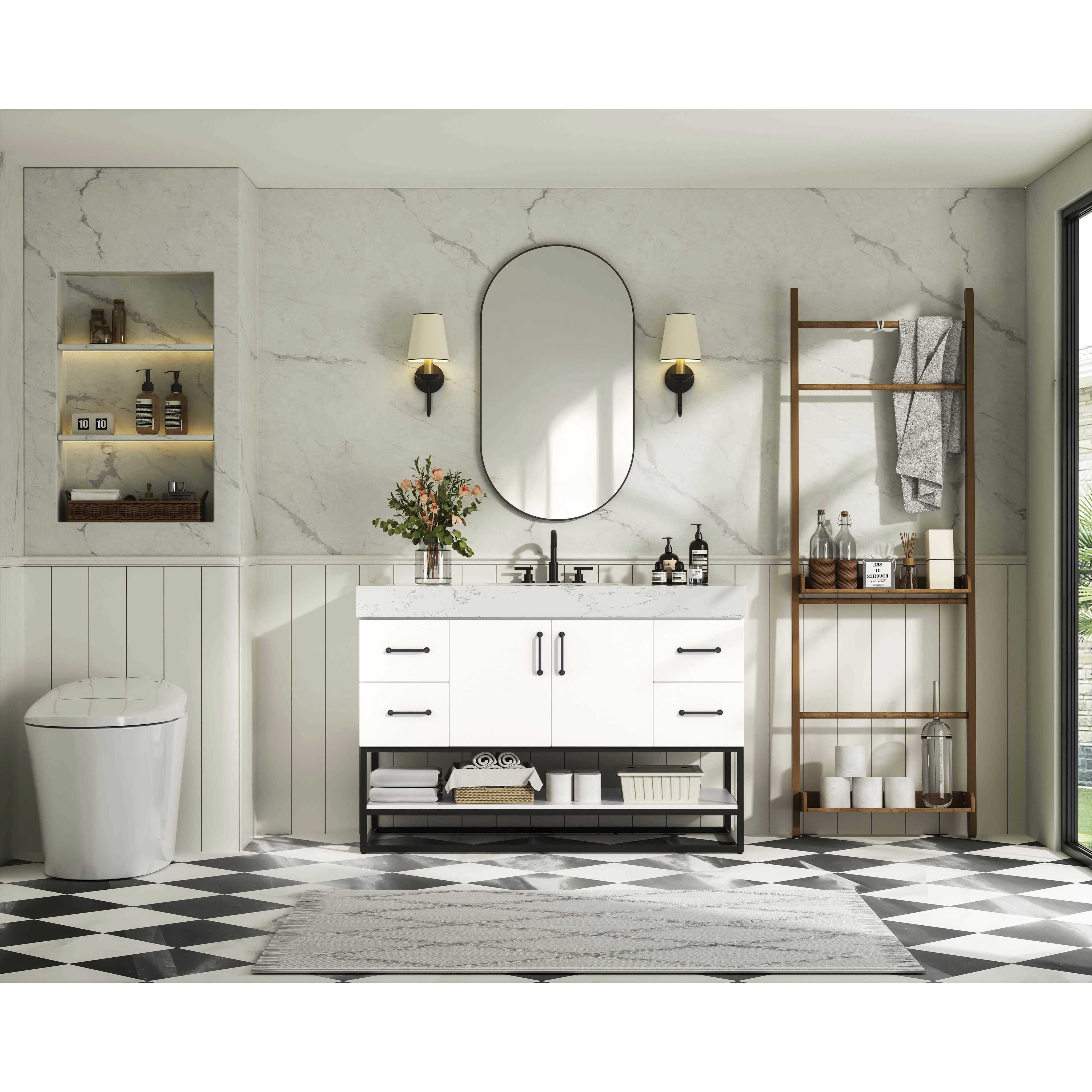 Caroline 48 X 34 inch White Bathroom Vanity Cabinet