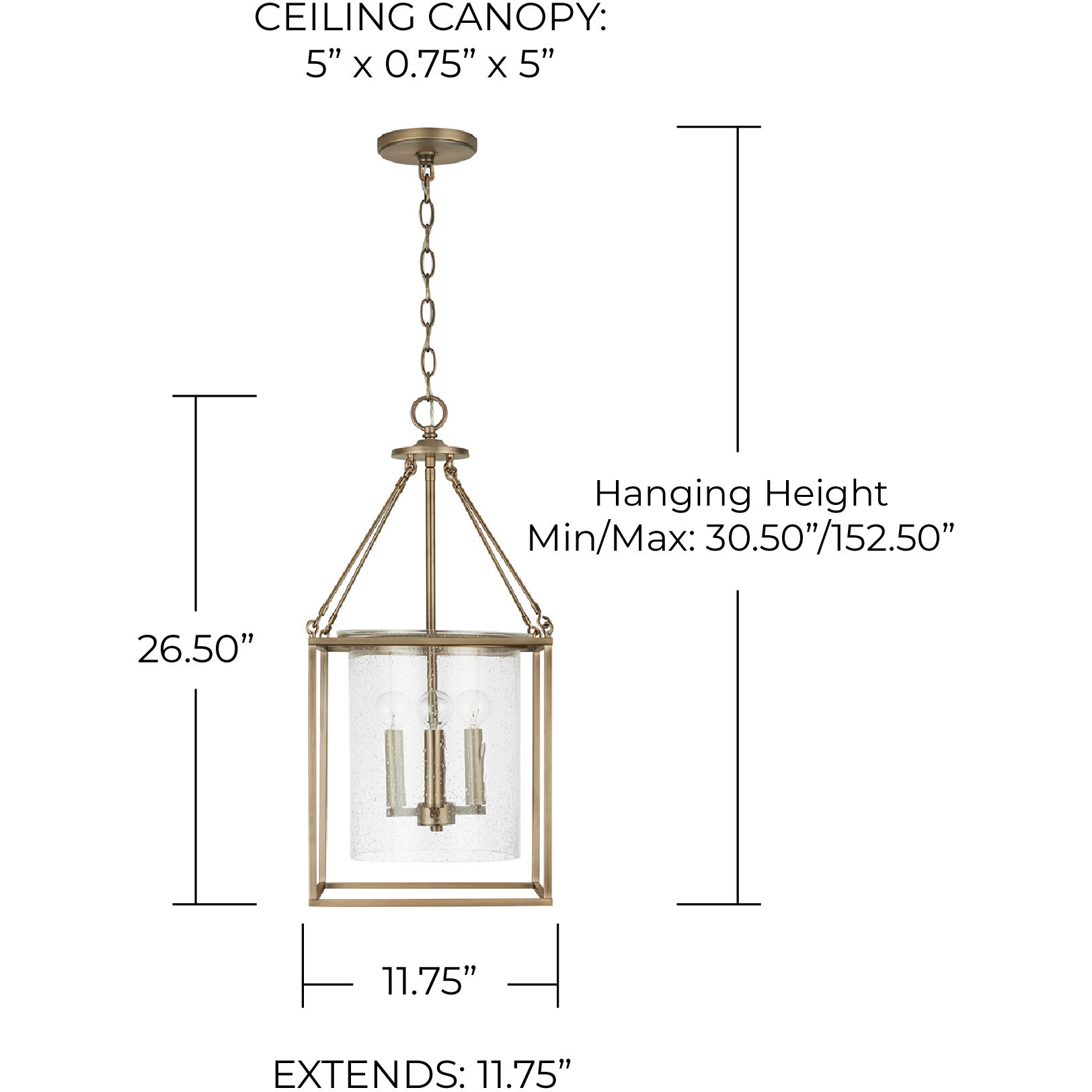 Cooper 4 Light 11.75 inch Aged Brass Pendant Ceiling Light