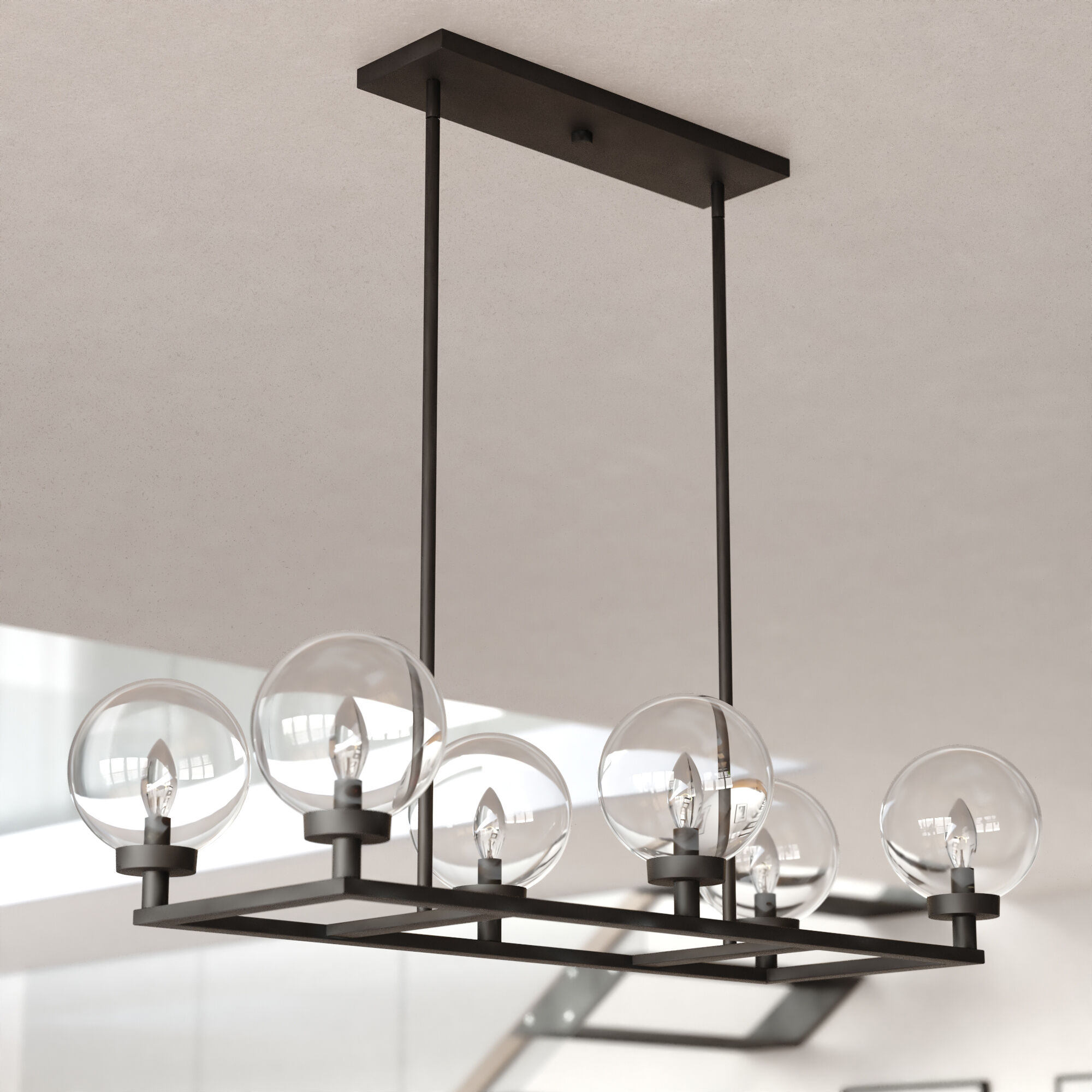 Lander LED 35 inch Matte Black Linear Chandelier Ceiling Light