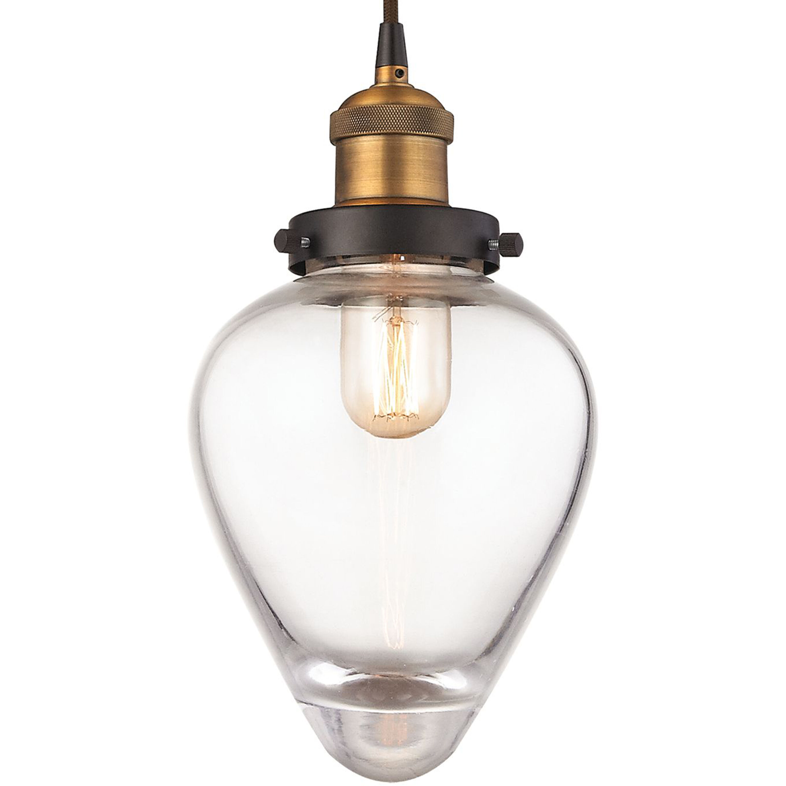 Bartram 1 Light 7 inch Antique Brass with Oil Rubbed Bronze Mini Pendant Ceiling Light