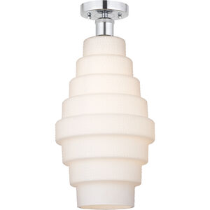 Edison Cascade LED 8 inch Polished Chrome Semi-Flush Mount Ceiling Light in White
