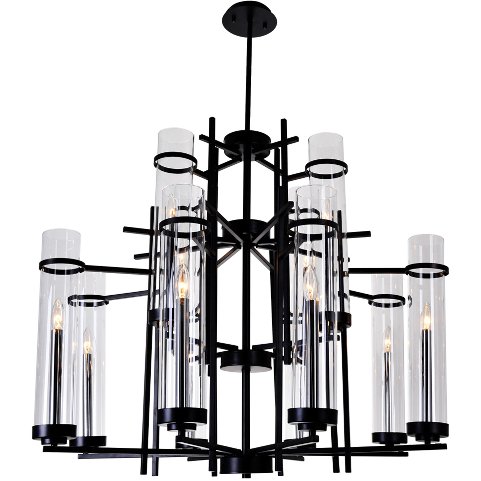 Sierra 12 Light 38 inch Black Up Chandelier Ceiling Light