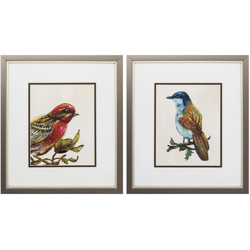 Eco Bird Orange and Blue Framed Art