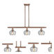 Ballston Fenton 3 Light 36 inch Antique Copper Island Light Ceiling Light in Clear Glass, Ballston
