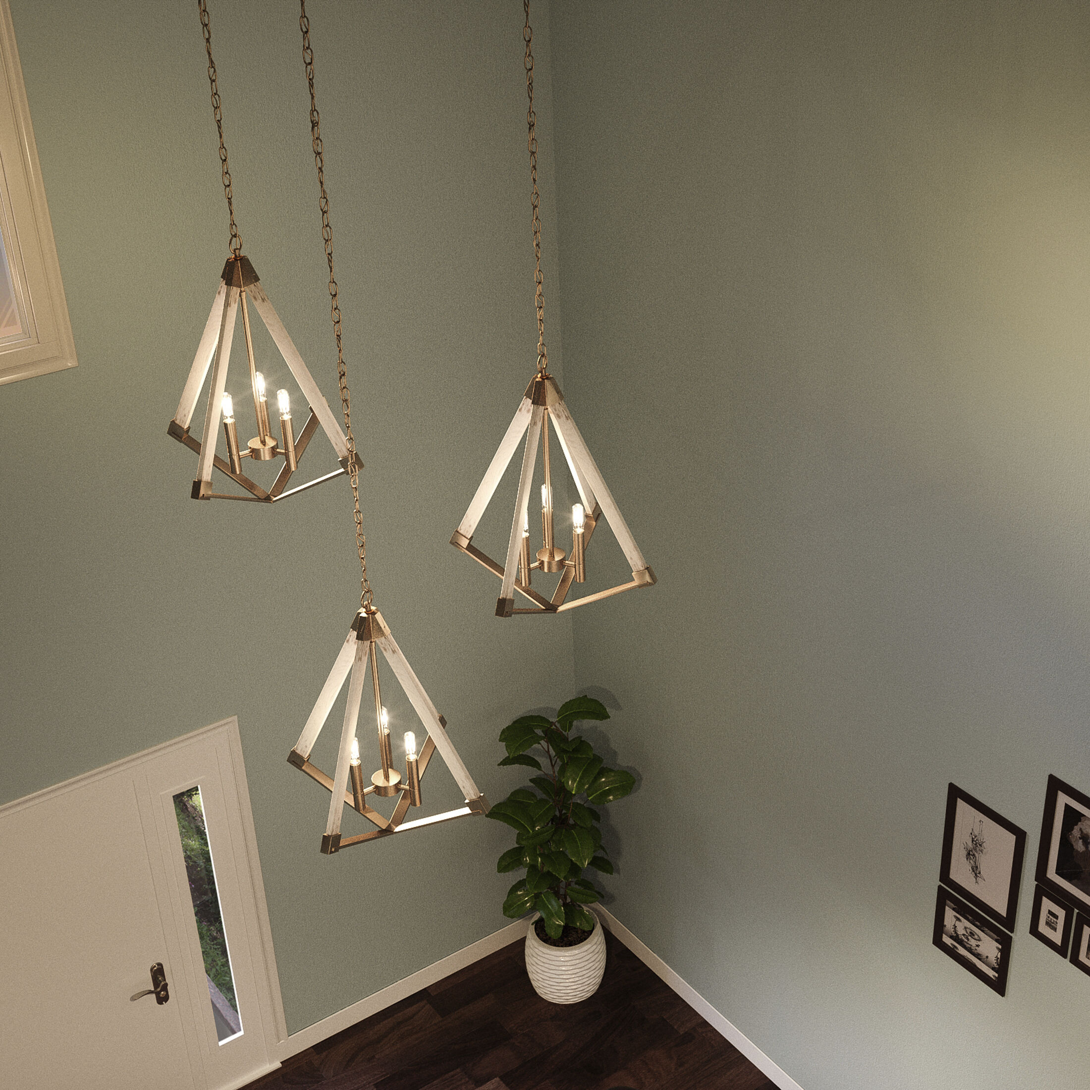 Viewpoint 3 Light 19.25 inch Weathered Brass Foyer Chandelier Ceiling Light