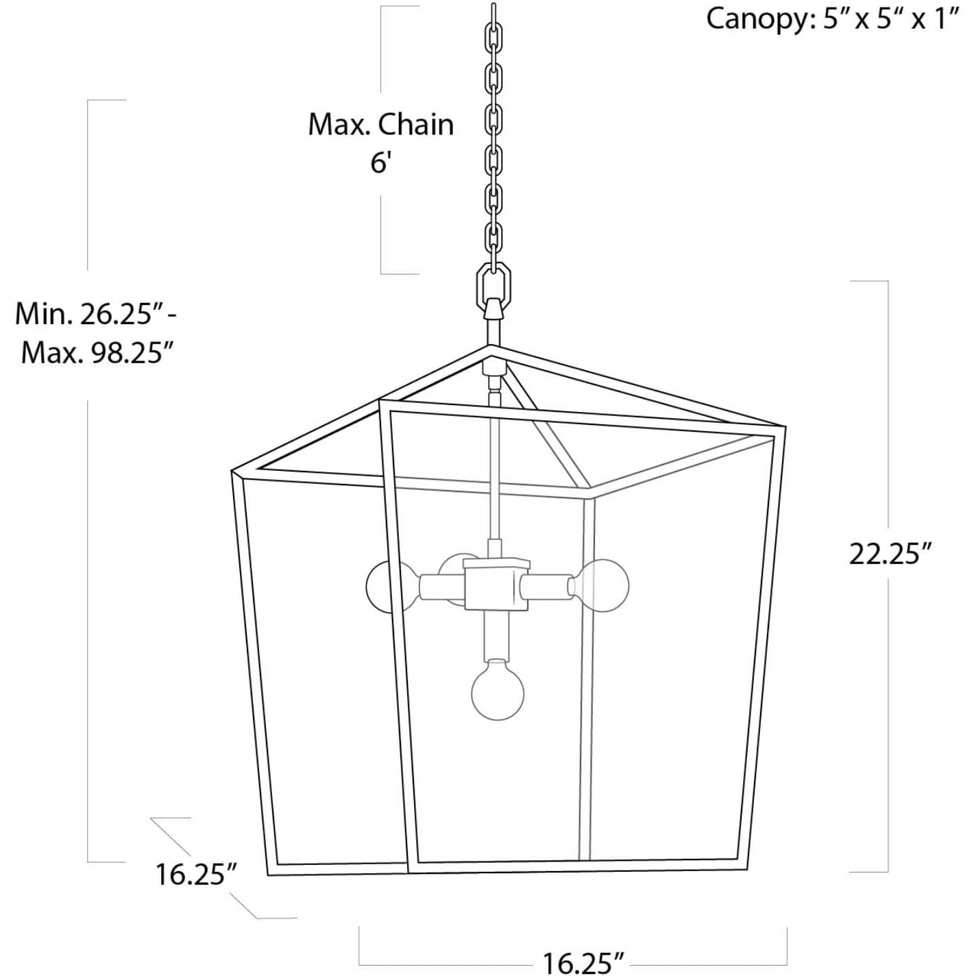Camden 5 Light 16.25 inch Natural Brass Ceiling Lantern Ceiling Light