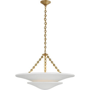AERIN Mollino LED 25 inch Hand-Rubbed Antique Brass Tiered Chandelier Ceiling Light, Medium