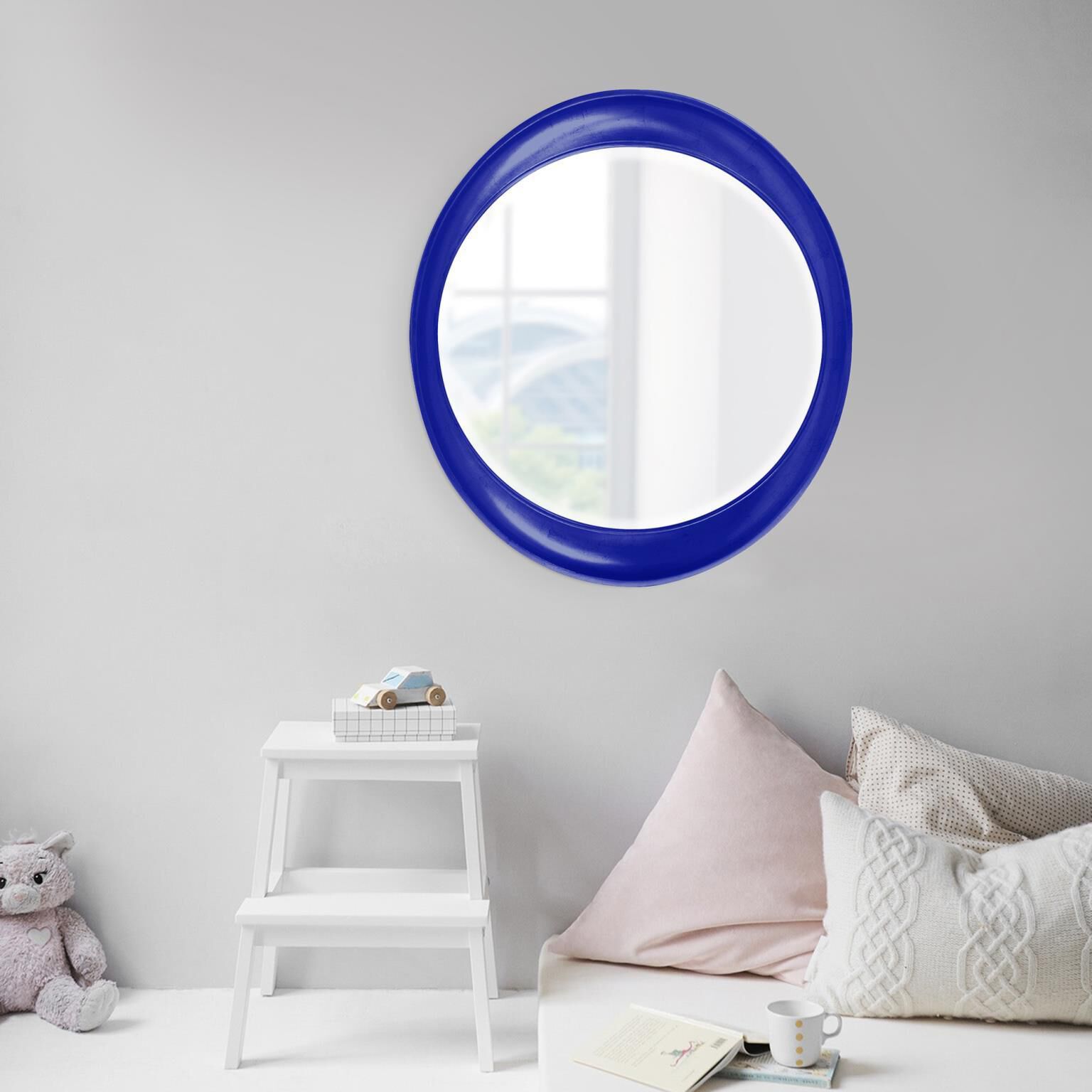 Ellipse 39 X 35 inch Glossy Royal Blue Wall Mirror
