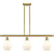 Ballston Cindyrella 3 Light 36 inch Satin Gold Island Light Ceiling Light in Incandescent, Matte White Glass