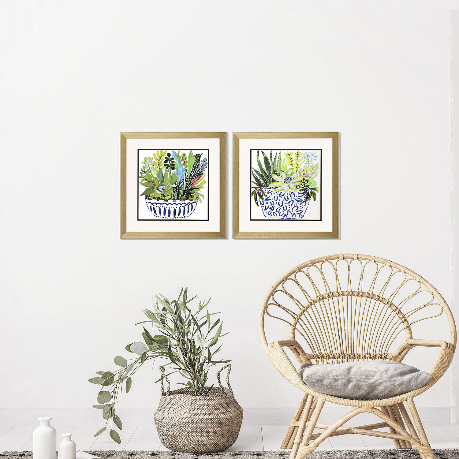 Succulent Garden Blue and Green Framed Art, Propac
