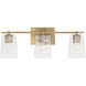 Burke 3 Light 24 inch Aged Brass Vanity Light Wall Light