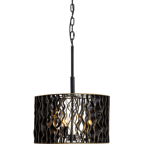 Estela 3 Light 16 inch Matte Black Pendant Ceiling Light, Smithsonian Collaboration