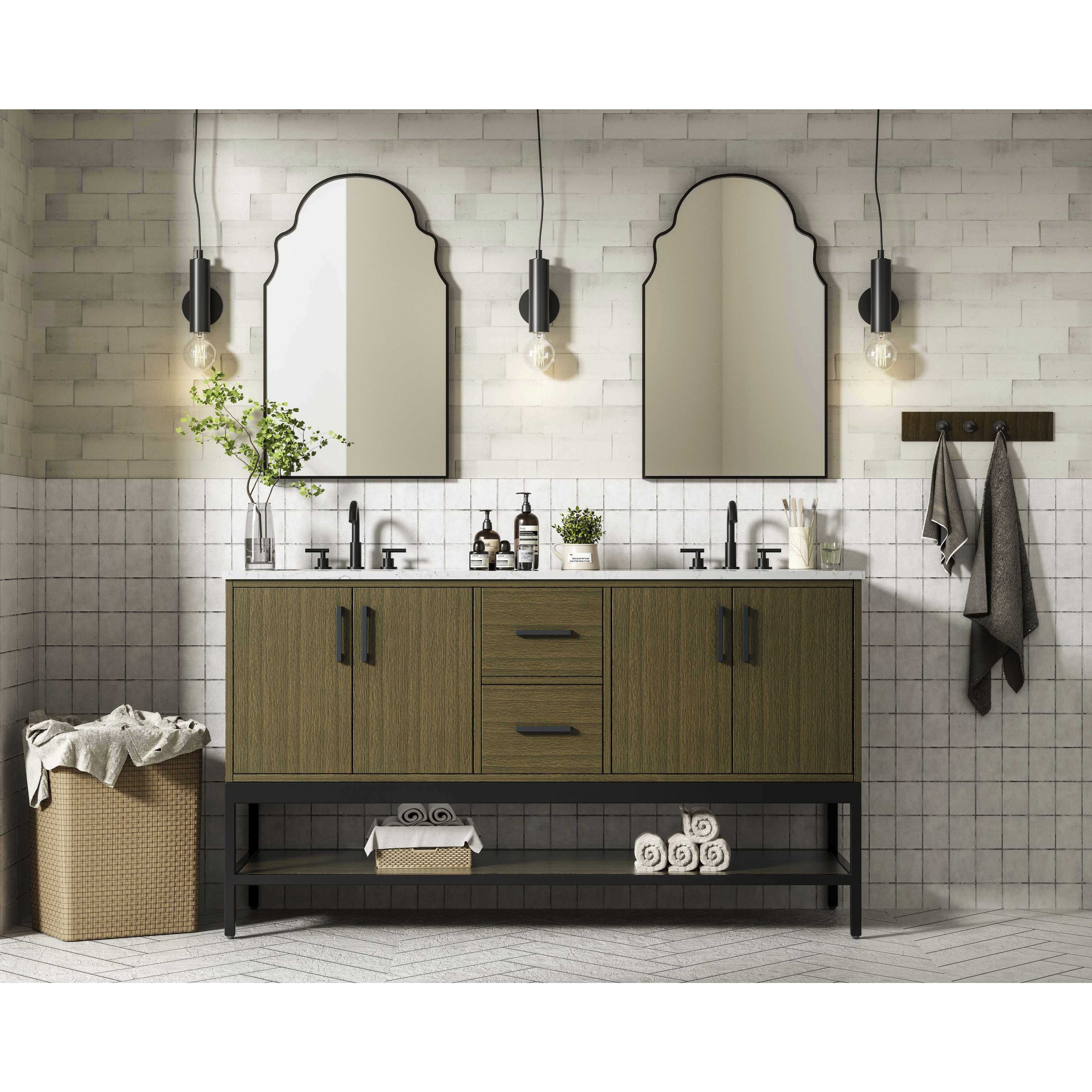 Lennox 60 X 34 inch Chestnut Brown Bathroom Vanity Cabinet