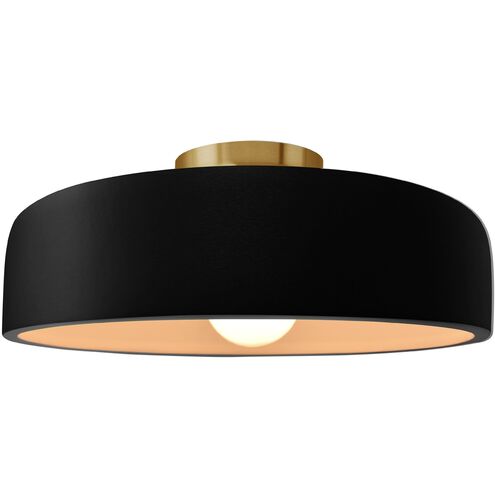 Radiance LED 13 inch Carbon Matte Black and Brushed Brass Semi Flush Ceiling Light