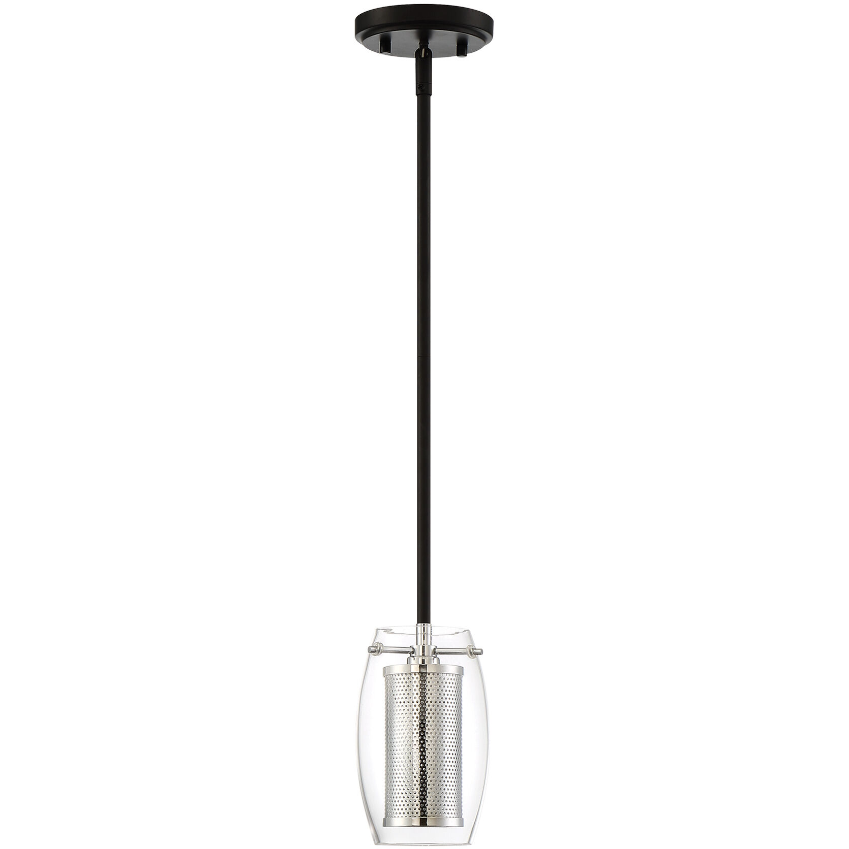 Dunbar 1 Light 4.75 inch Matte Black with Polished Chrome Accents Mini-Pendant Ceiling Light, Essentials