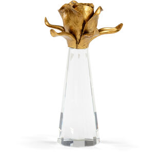 Chelsea House Antique Gold Leaf/Clear Rose on Stand Accent