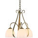 Sweeping Taper 3 Light 18.4 inch Modern Brass Chandelier Ceiling Light in Opal