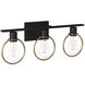 EVOLV 24 inch Matte Black with Brass Ring Bath Bar Wall Light in Matte Black / Brass Ring