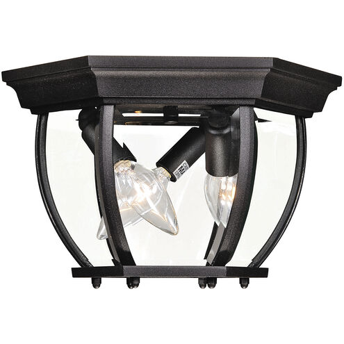 Traditional 3 Light 9 inch Black Outdoor Flush Mount