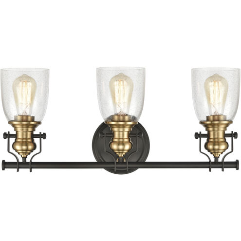Chadwick 3 Light 23 inch Oil Rubbed Bronze with Satin Brass and Clear Vanity Light Wall Light