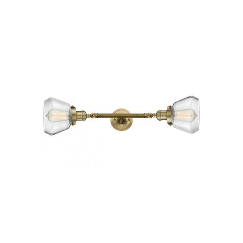 Franklin Restoration Fulton LED 7 inch Brushed Brass Bath Vanity Light Wall Light in Clear Glass, Franklin Restoration