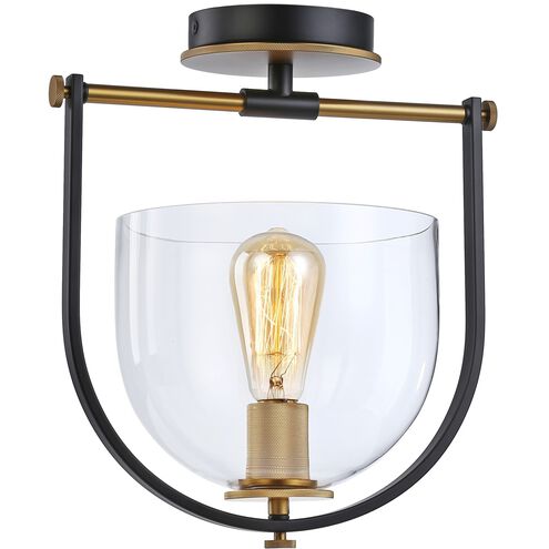 Cheshire 1 Light 8.25 inch Black and Brass Semi-Flush Mount Ceiling Light