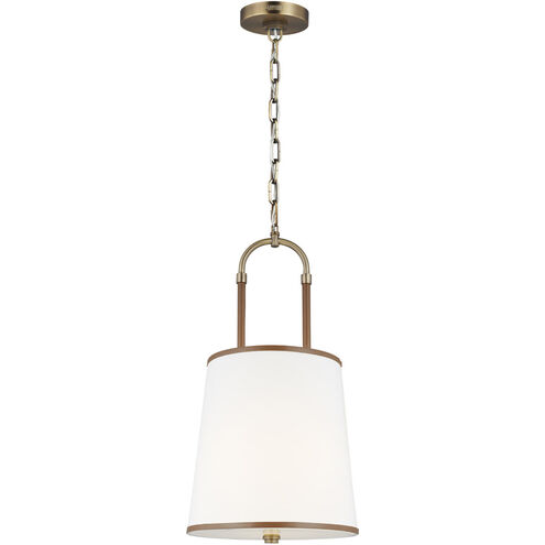 Katie 1 Light 12 inch Time Worn Brass / Saddle Leather Pendant Ceiling Light