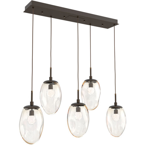 Meteo LED LED Flat Bronze Linear Pendant Ceiling Light in 3000K LED, Floret Inner - Amber Outer, Multi-Port