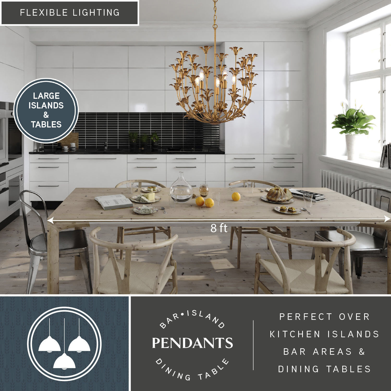 Camellia 5 Light 23.5 inch Gilded Gold Pendant Ceiling Light