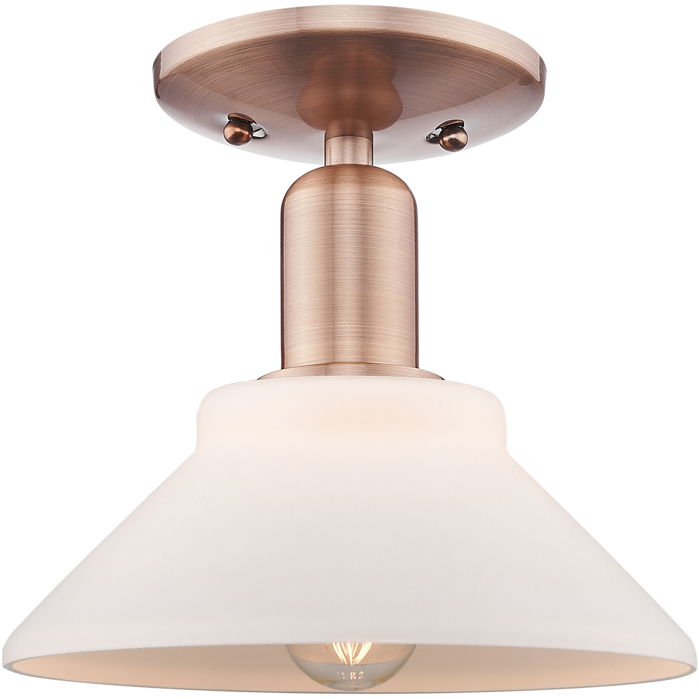 Arcadia Orwell 1 Light 8.38 inch Antique Copper Semi-Flush Mount Ceiling Light in Matte White