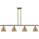 Ballston Smithfield 4 Light 48 inch Brushed Brass Island Light Ceiling Light, Ballston
