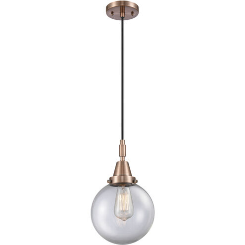 Downtown Urban Beacon 1 Light 8 inch Antique Copper Mini Pendant Ceiling Light in Clear
