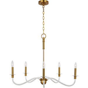 C&M by Chapman & Myers Hanover 5 Light 31.88 inch Burnished Brass Chandelier Ceiling Light