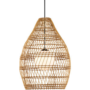 Fishtrap 1 Light 29.5 inch Natural/Black/Frosted White Outdoor Pendant