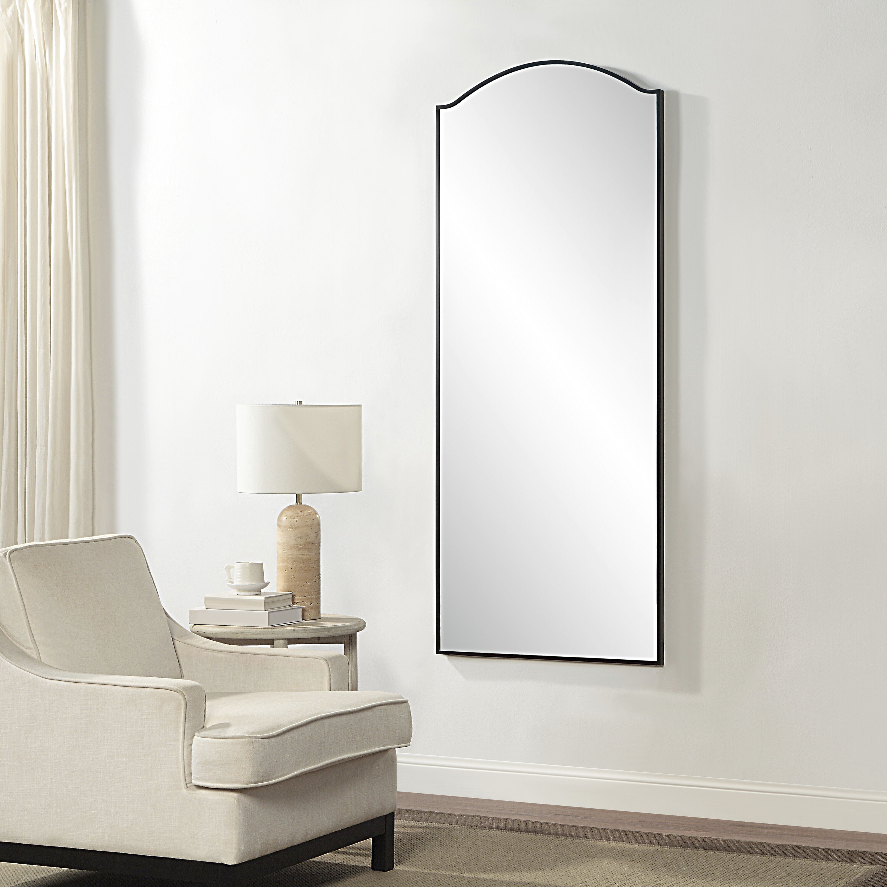Balina 72 X 30 inch Matte Black Wall Mirror