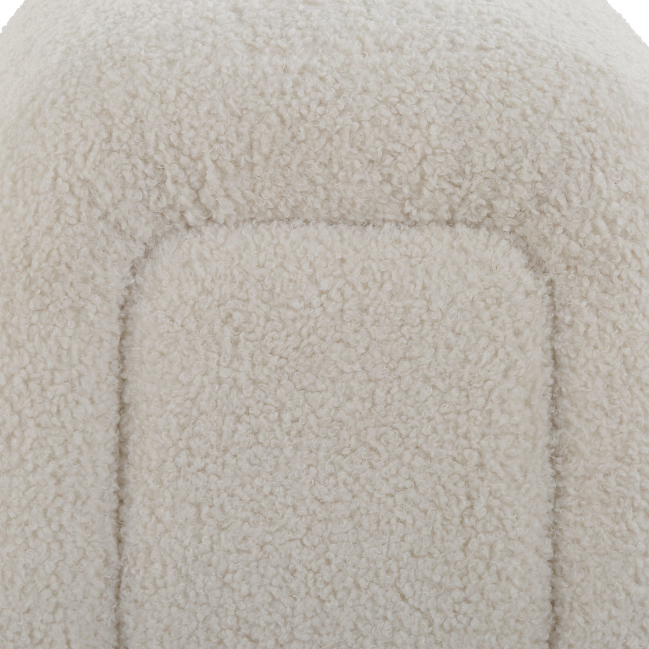 Repose Soft Ivory Faux Sheepskin and Light Oak Oversized Bench
