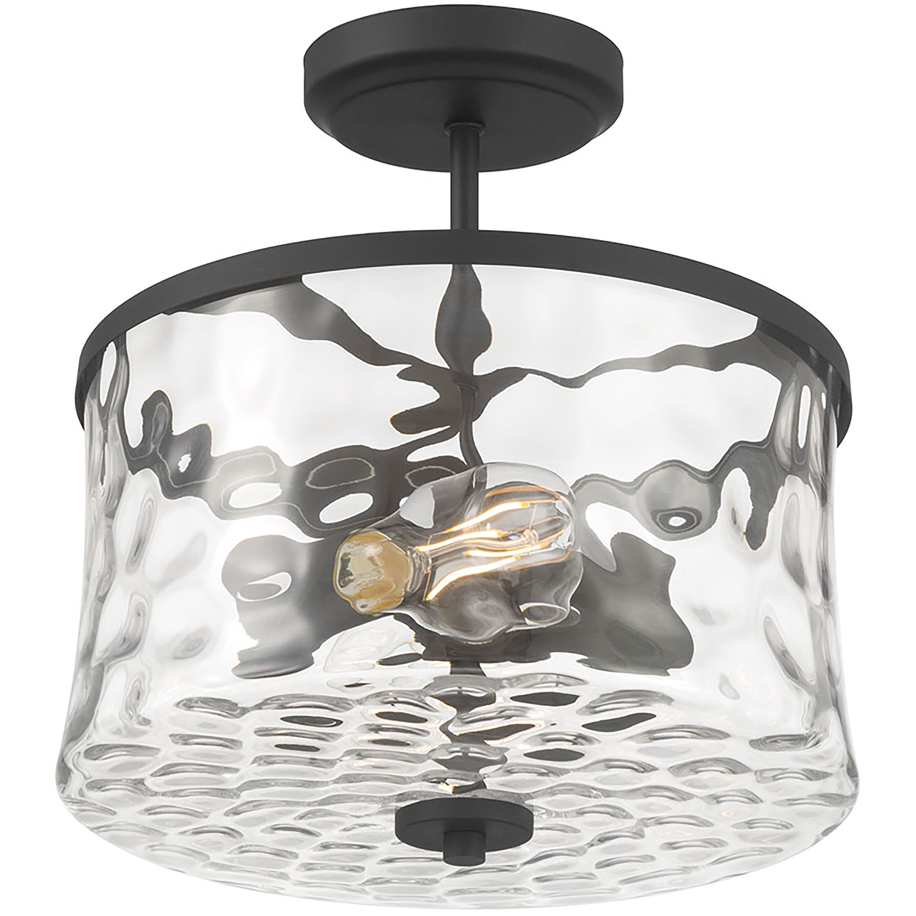 Clarvyn 2 Light 12 inch Matte Black Semi-Flush Mount Ceiling Light