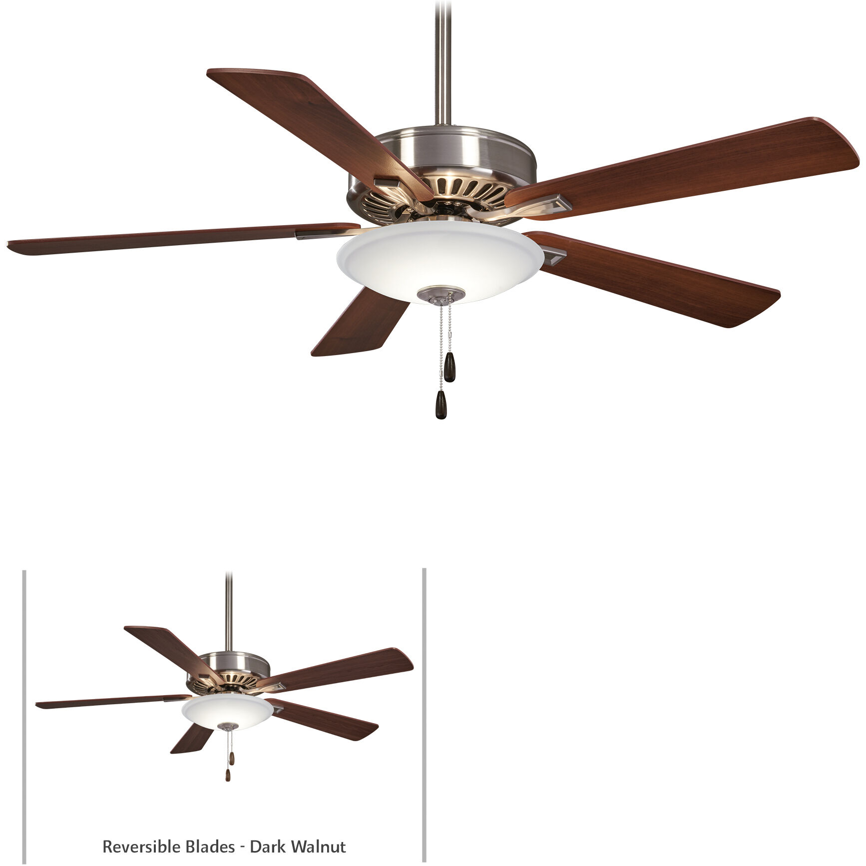 Contractor Uni-Pack 52 inch Brushed Nickel/Dark Walnut with Medium Maple/Dark Walnut Blades Ceiling Fan