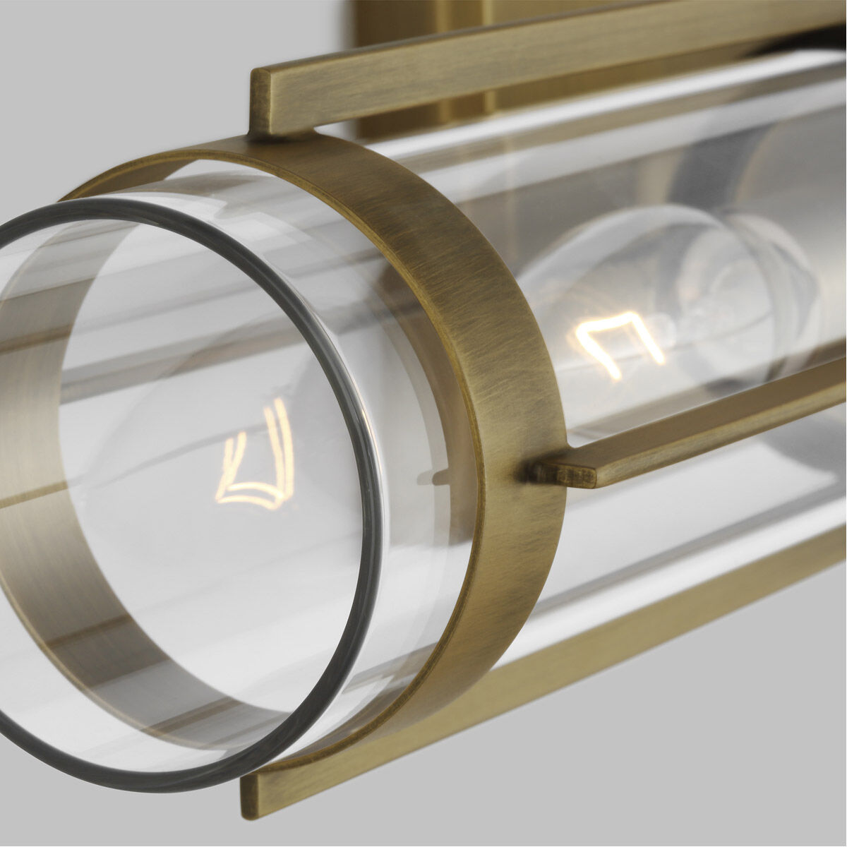 Flynn 2 Light Time Worn Brass Linear Vanity Wall Light