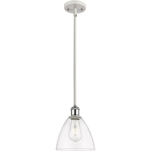 Ballston Dome 1 Light 8 inch White and Polished Chrome Mini Pendant Ceiling Light in Clear Glass
