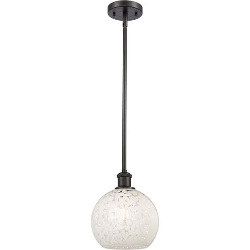 Ballston White Mouchette 1 Light 8 inch Oil Rubbed Bronze Stem Hung Mini Pendant Ceiling Light