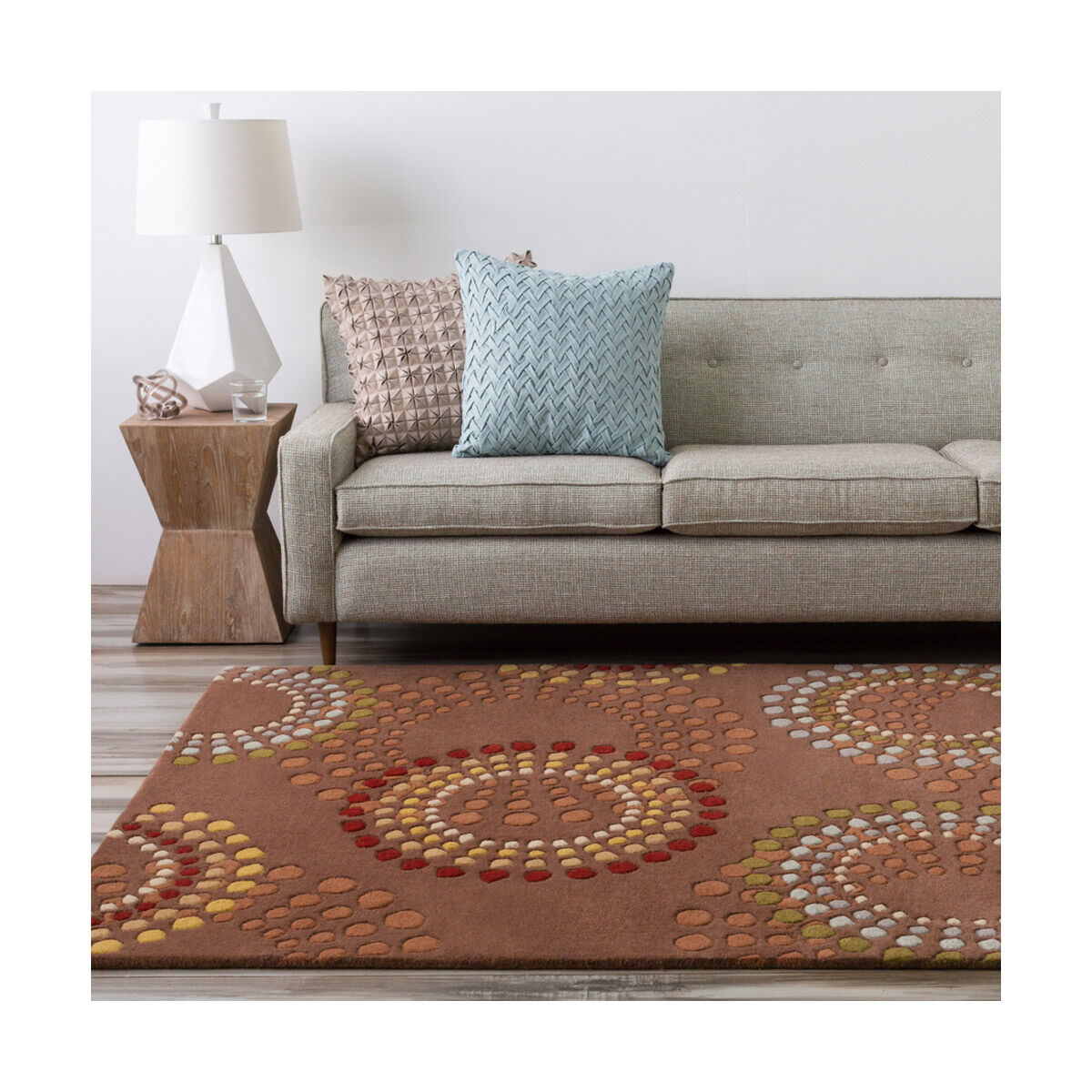 Forum 120 X 96 inch Brown and Red Area Rug, Wool