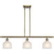 Ballston Dayton 3 Light 36 inch Antique Brass Island Light Ceiling Light in Incandescent, Matte White Glass, Ballston