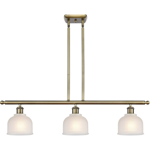 Ballston Dayton 3 Light 36 inch Antique Brass Island Light Ceiling Light in Incandescent, Matte White Glass, Ballston