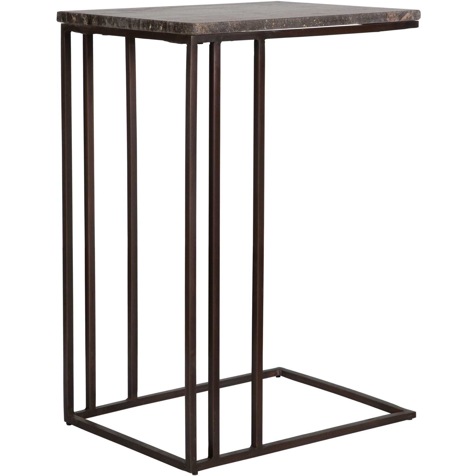 Theodore 23 X 16 inch Titanium Travertine and Dark Bronze Accent Table