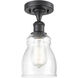 Edison Ellery 1 Light 5 inch Matte Black Semi-Flush Mount Ceiling Light in Seedy Glass